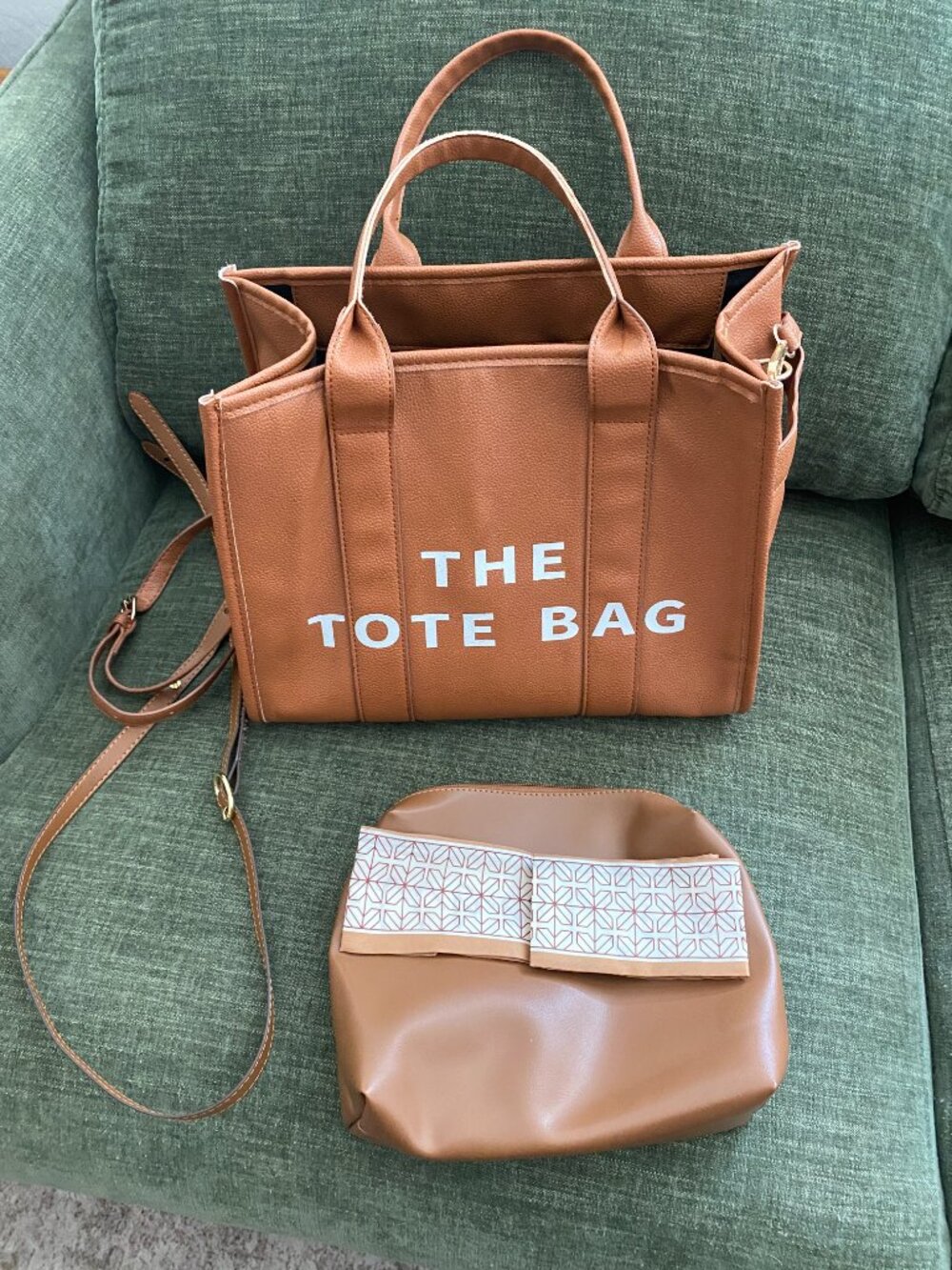 The Tote Bag Marc Jacobs Inspired Vegan Leather Tote Camel Crossbody Satchel - Picture 6 of 15